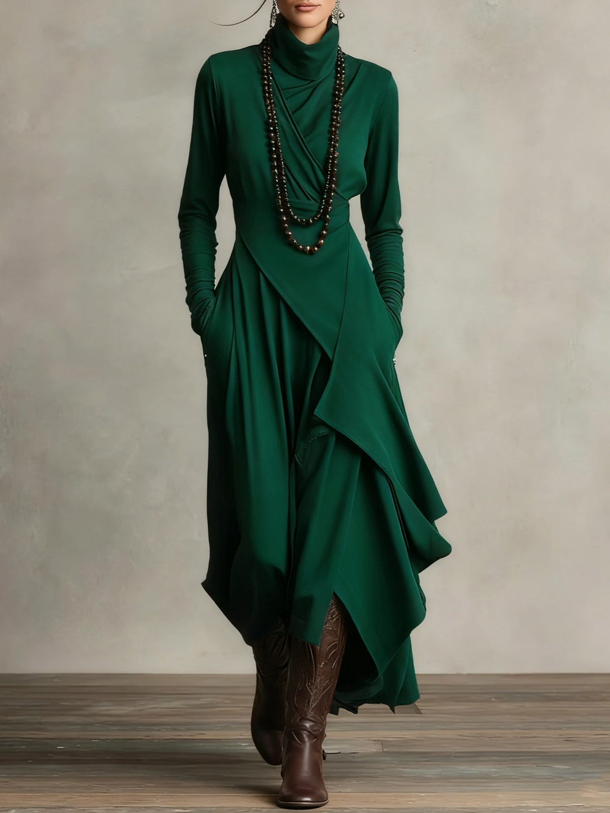 ARIELLE | Asymmetrical Drape Maxi Dress