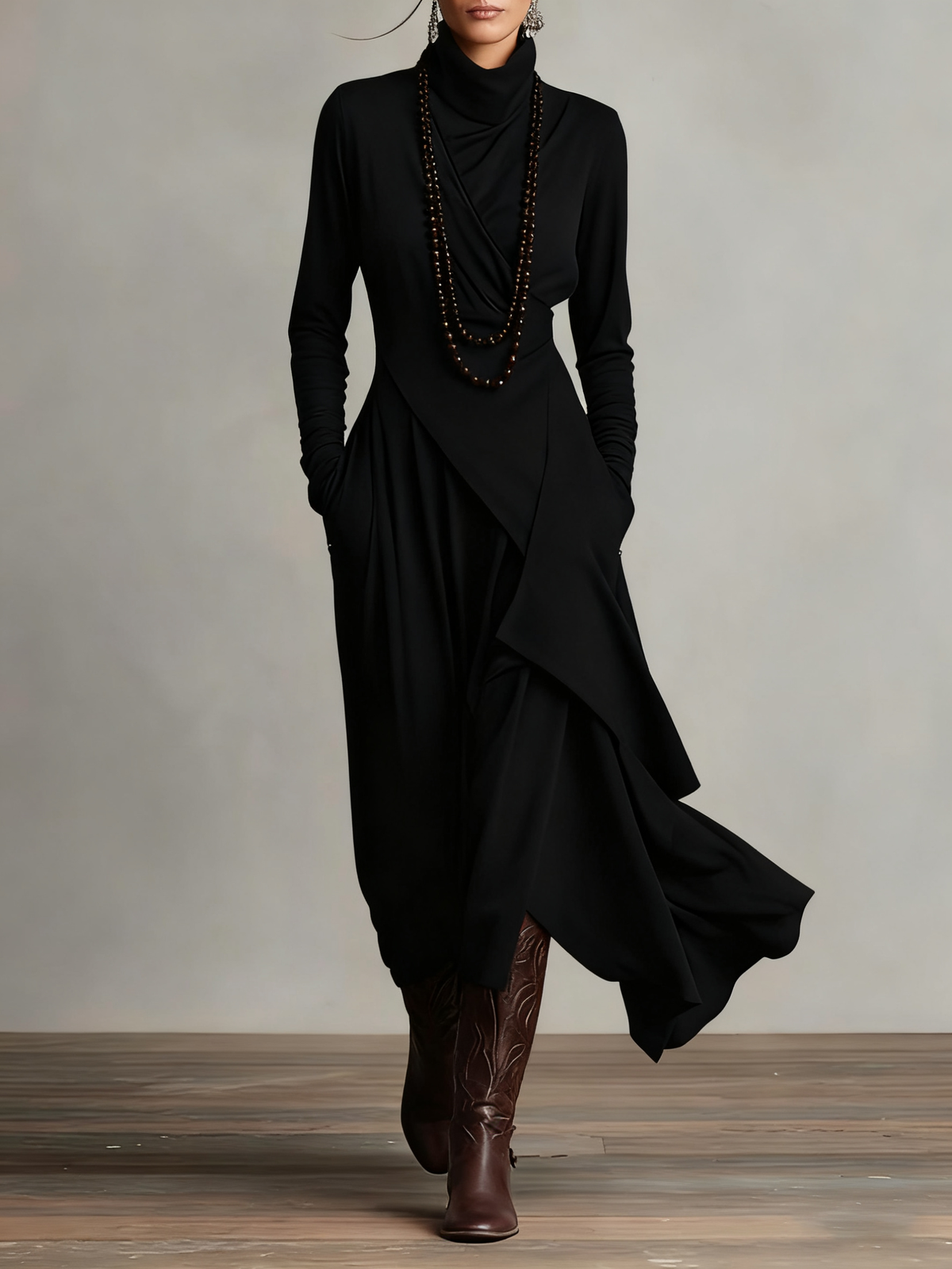 ARIELLE | Asymmetrical Drape Maxi Dress