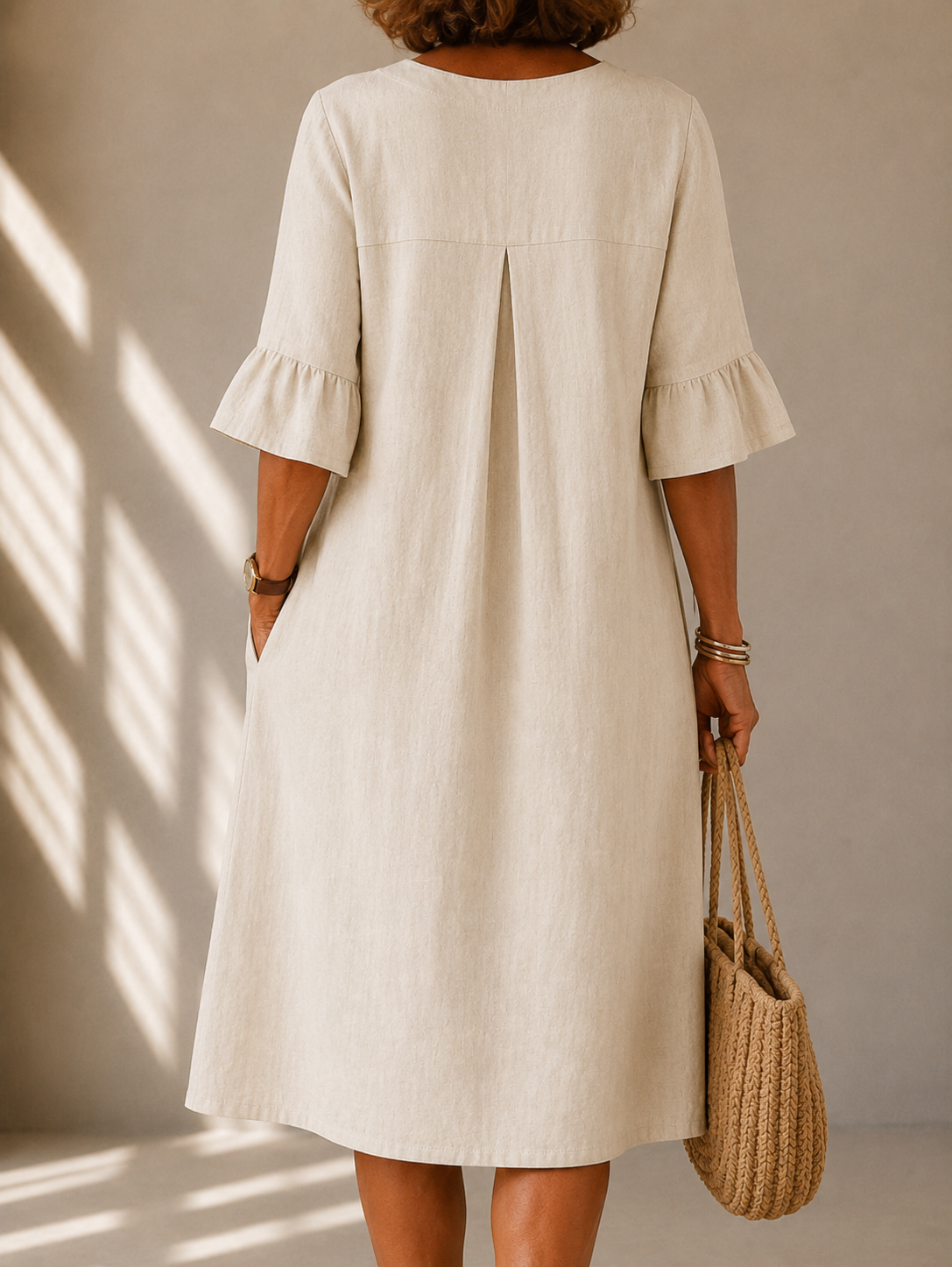 Maya | Buttoned Midi Dress with Pleated Front