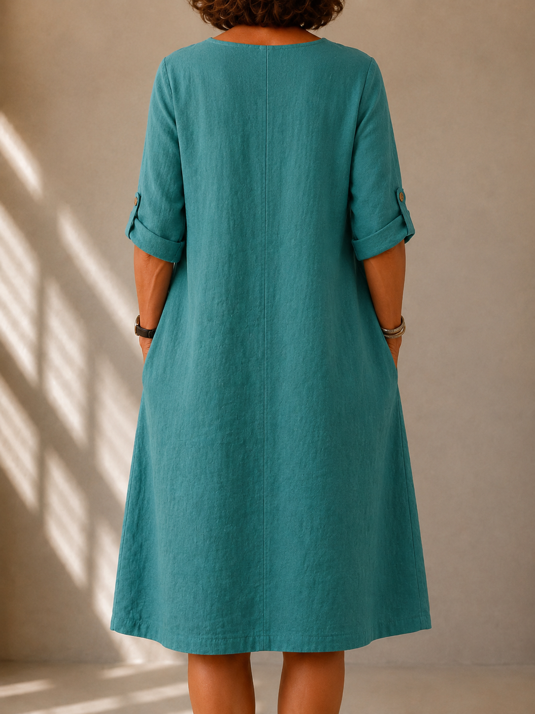 Maya | Flared Straight-Cut Midi Dress