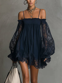 Louisa | Off-Shoulder Sheer-Sleeve Dress