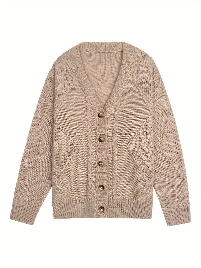 Casual Colored Cable Knit Cardigan for Women