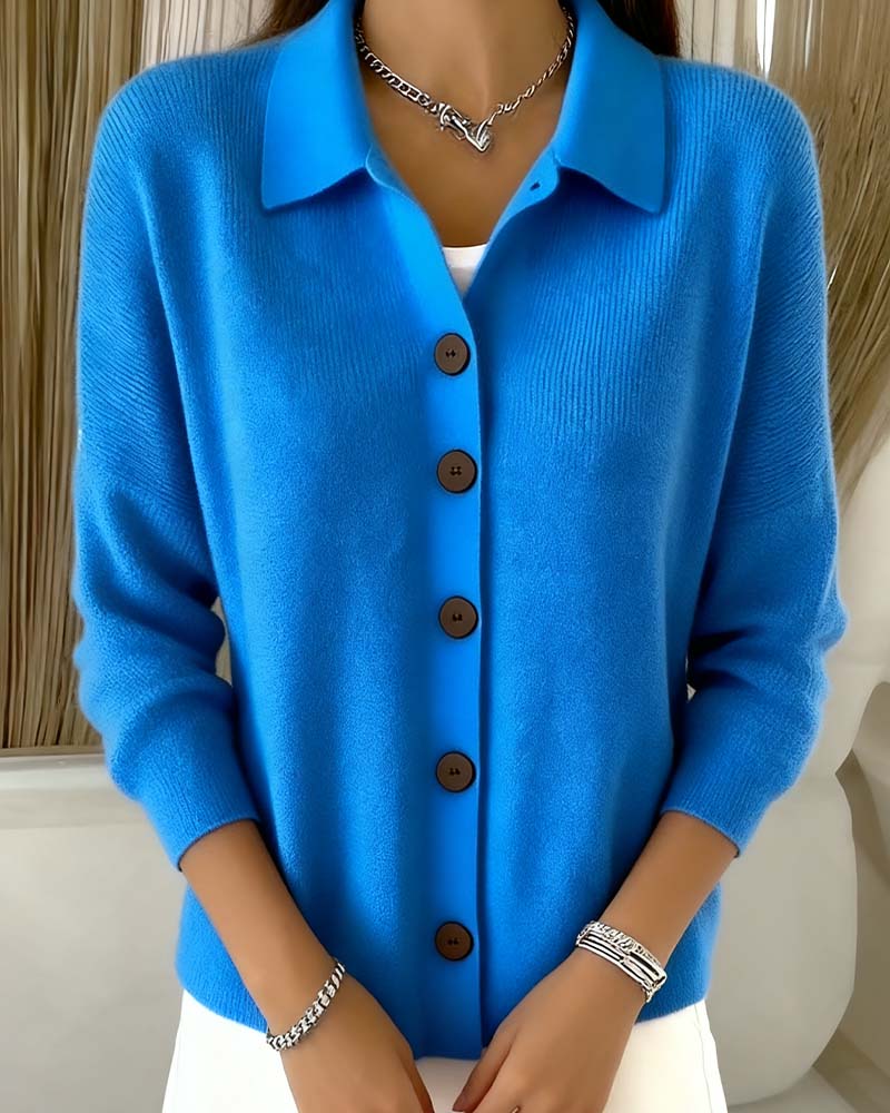 Stylish cardigan with lapels in solid color