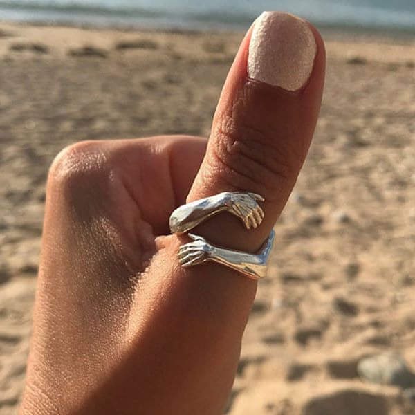 Angels - Adjustable Silver Hug Ring