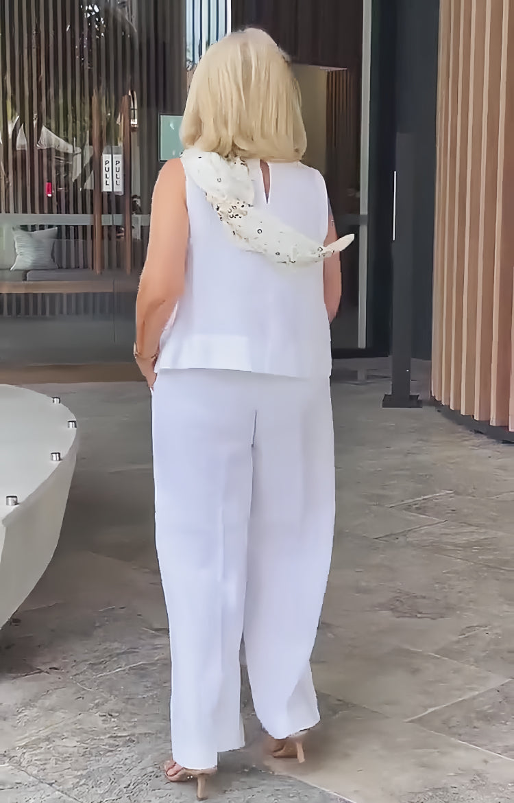 Trinidad™ | White Set Blouse and Wide Pants