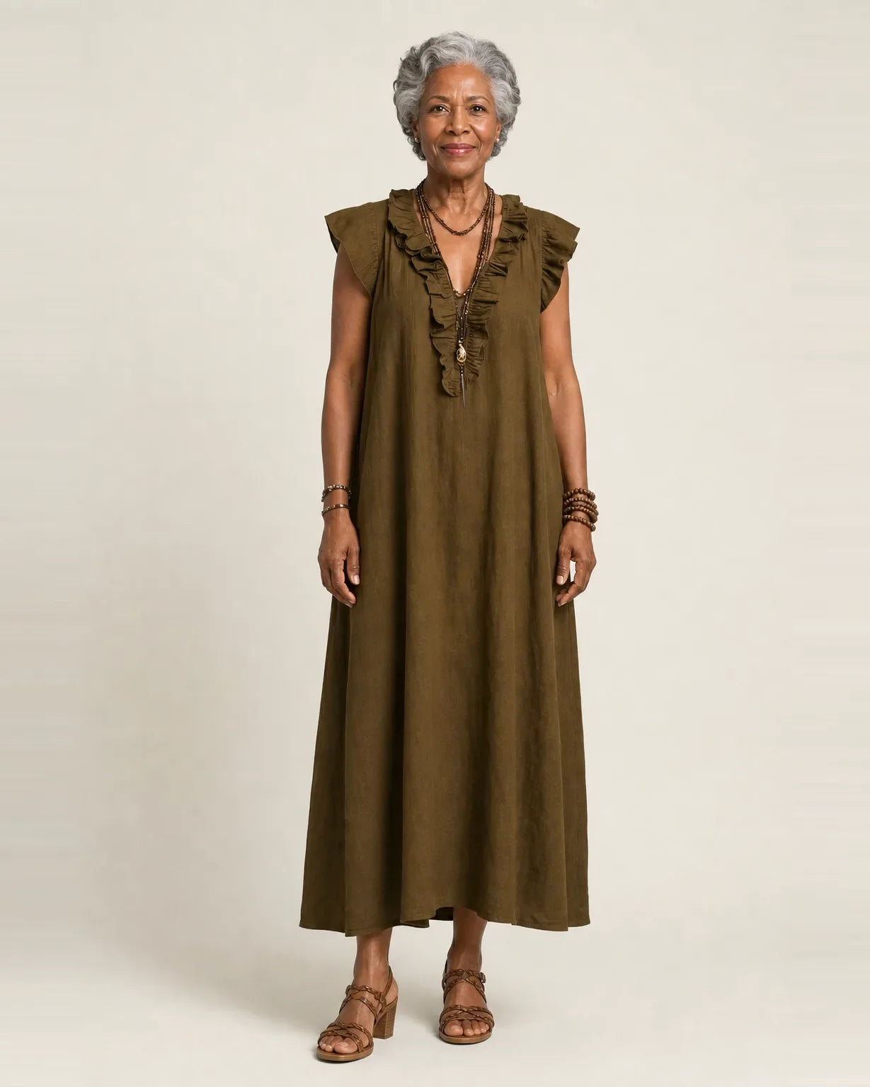 Josette | Ruffle V-Neck Maxi Dress