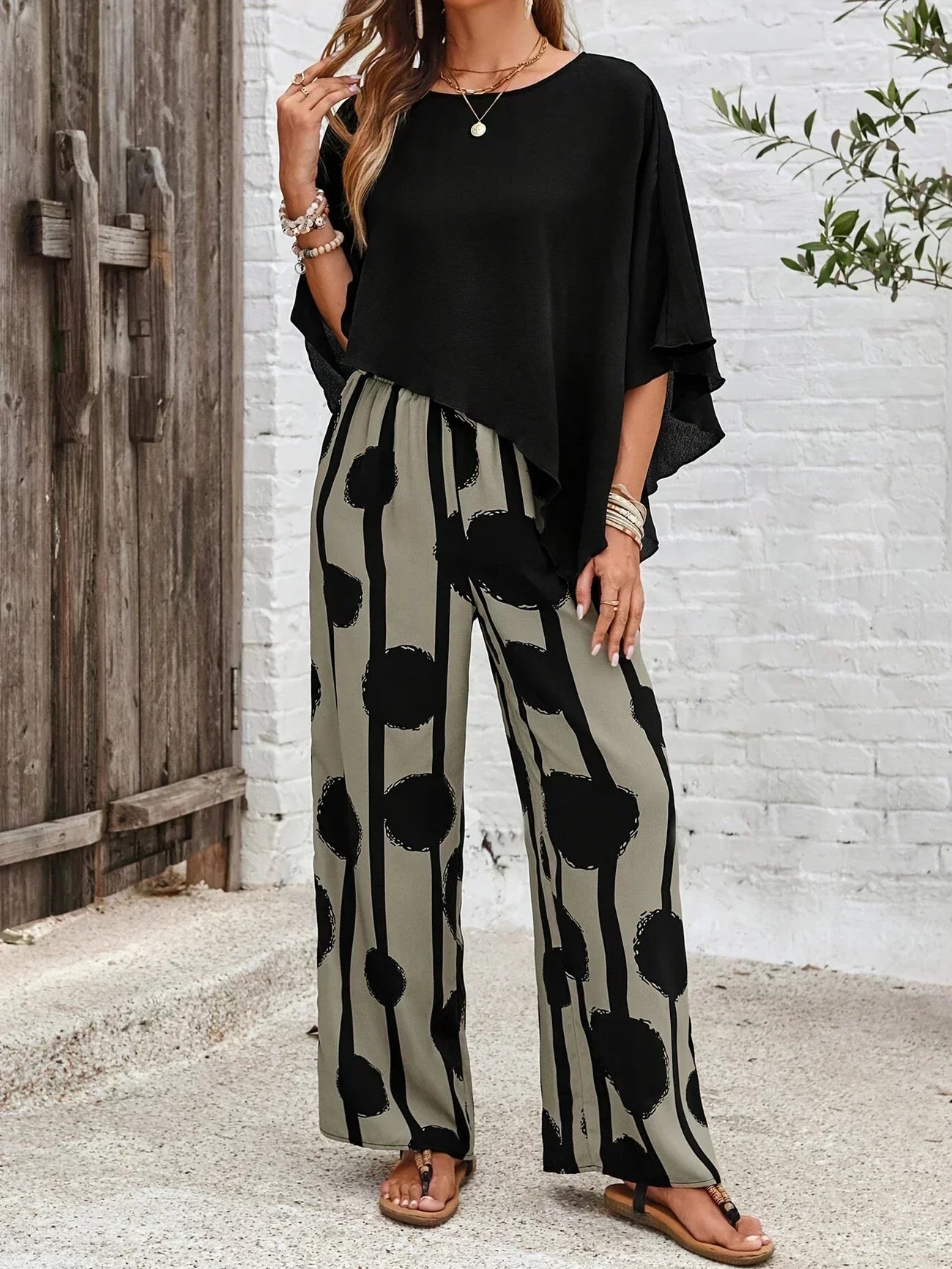 Valeriana™ | Asymmetrical Top and Boho Pants Set