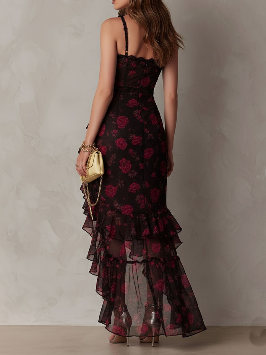 Delphine | Flower Ruffle Hem Dress – Wells & Rose