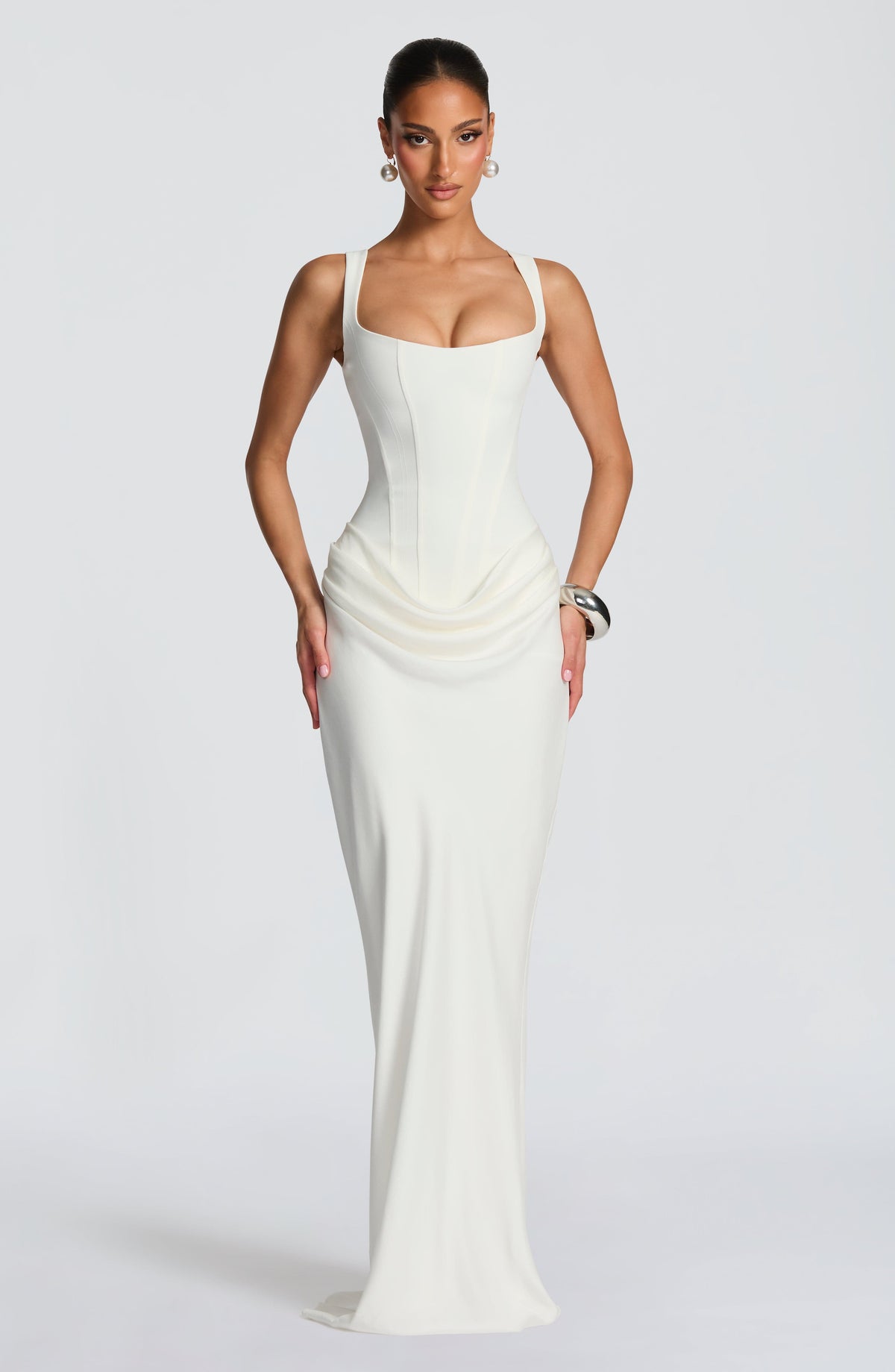 ÉLÉONORE | Square-Neck Corset Maxi Dress