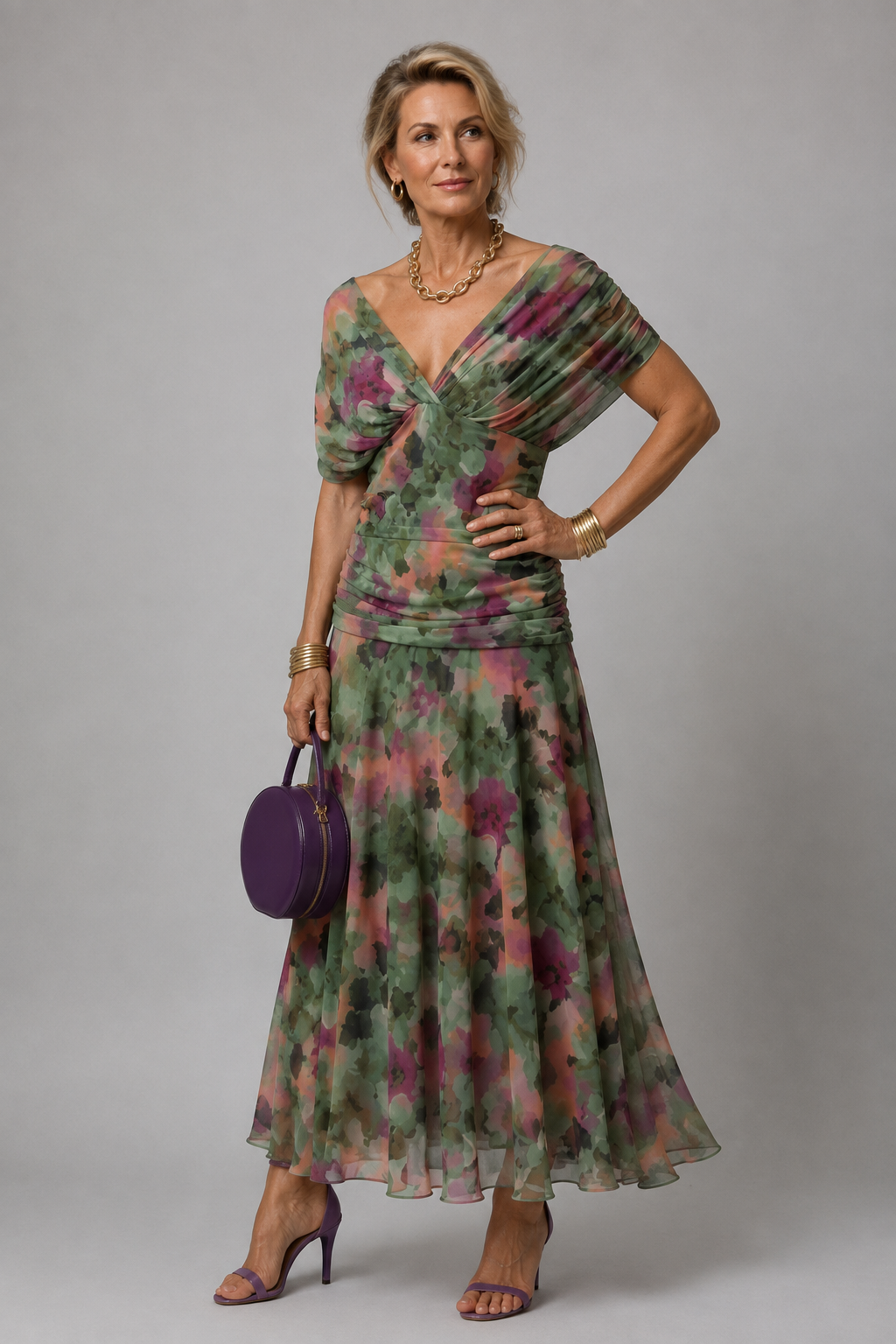 Ariane | Draped Off-Shoulder Midi Dress