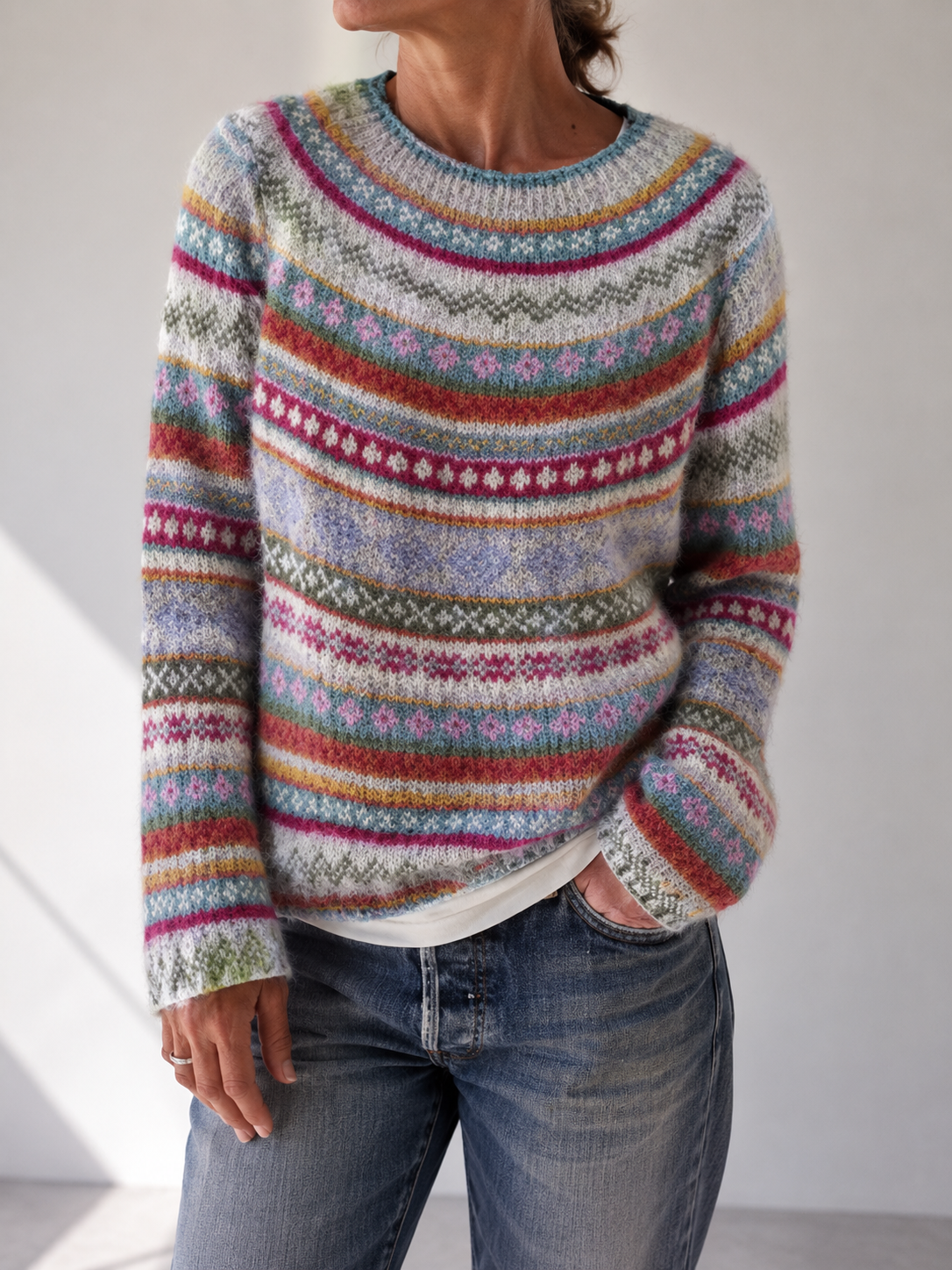 Darlene | Fair Isle Knit Sweater – Wells & Rose