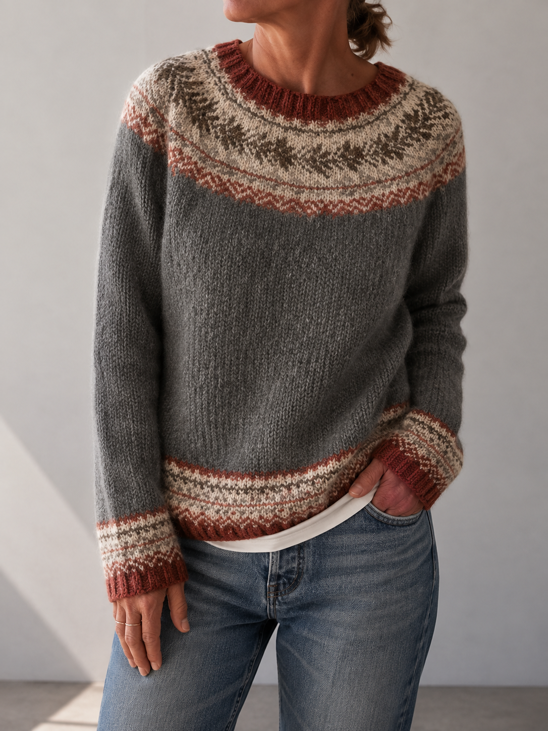 Darlene | Fair Isle Knit Sweater – Wells & Rose