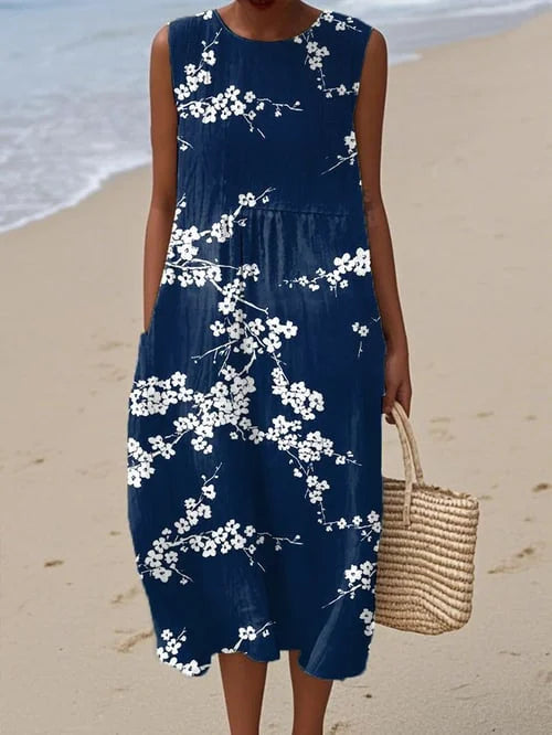 Harper | Sleeveless Maxi Dress with Cherry Blossom Print