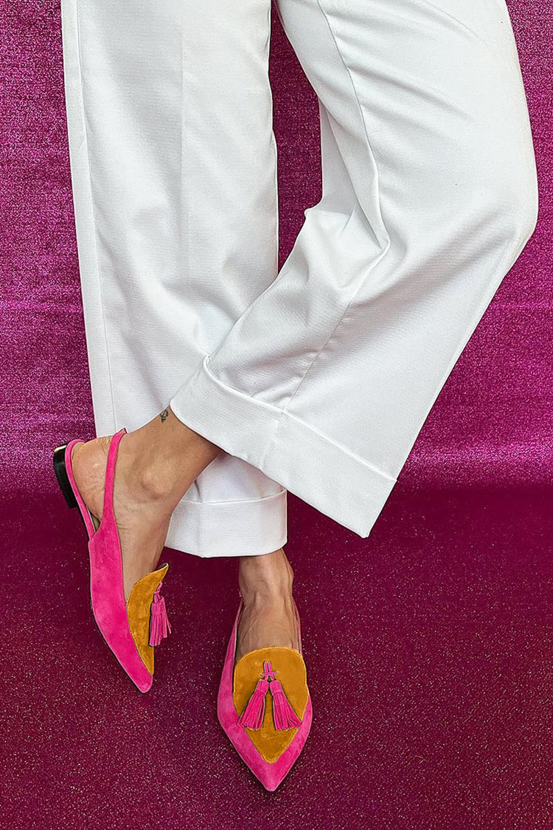 Loredana | Fringe Ballet Flats with Ankle Strap
