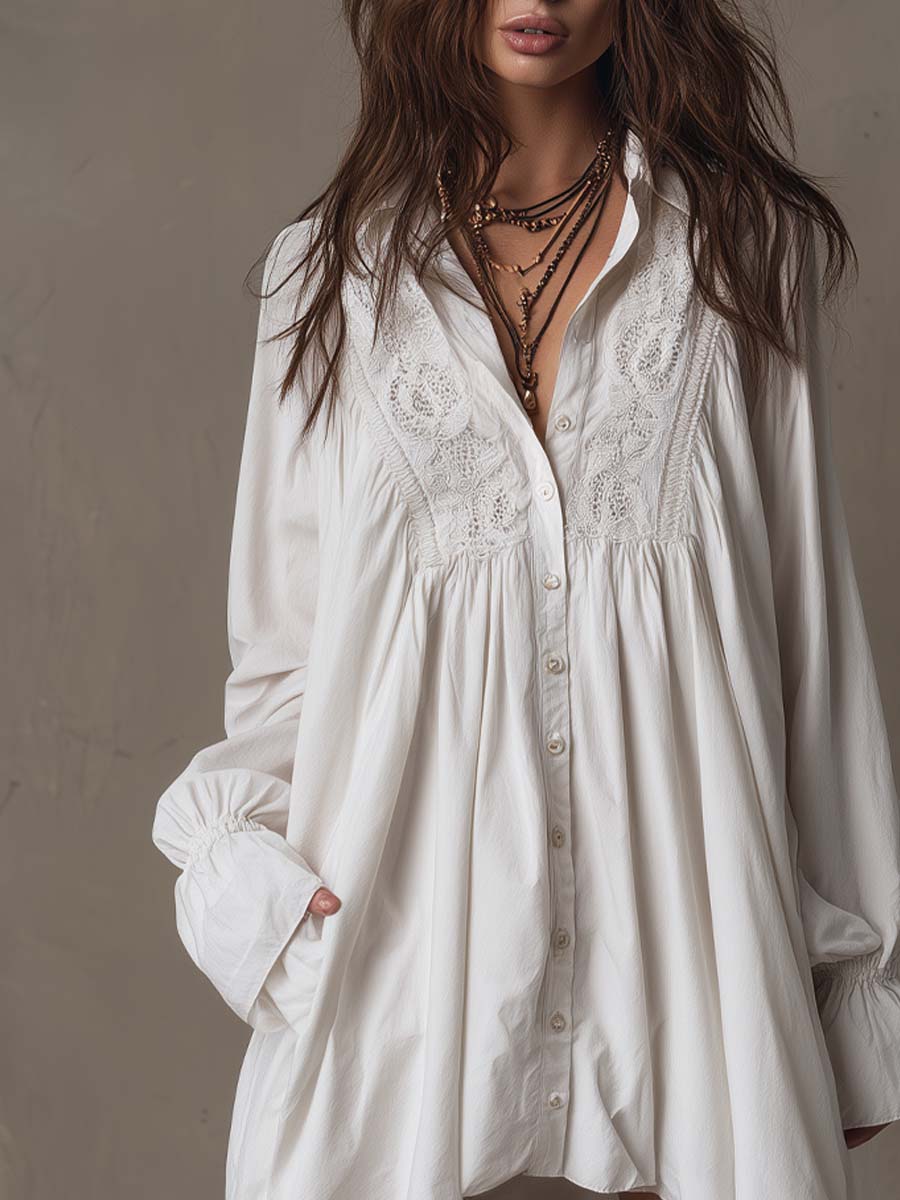 Harper | Lace Long-Sleeve Mini Dress