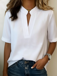 Margaux | Chic Blouse with V-Neck and Gold Detail