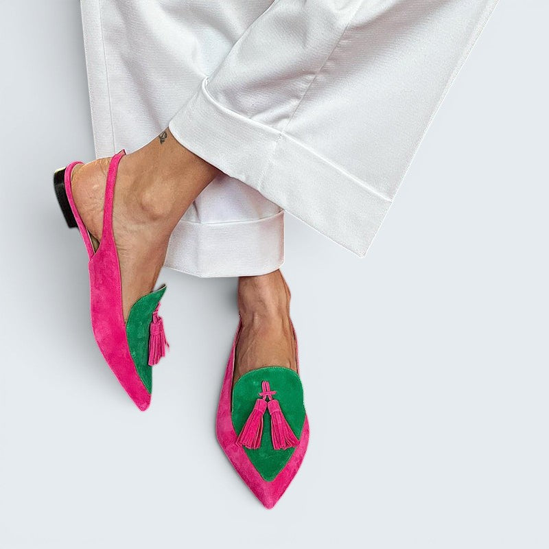 Frendessa | Ballet Flats with Fringe and Ankle Strap