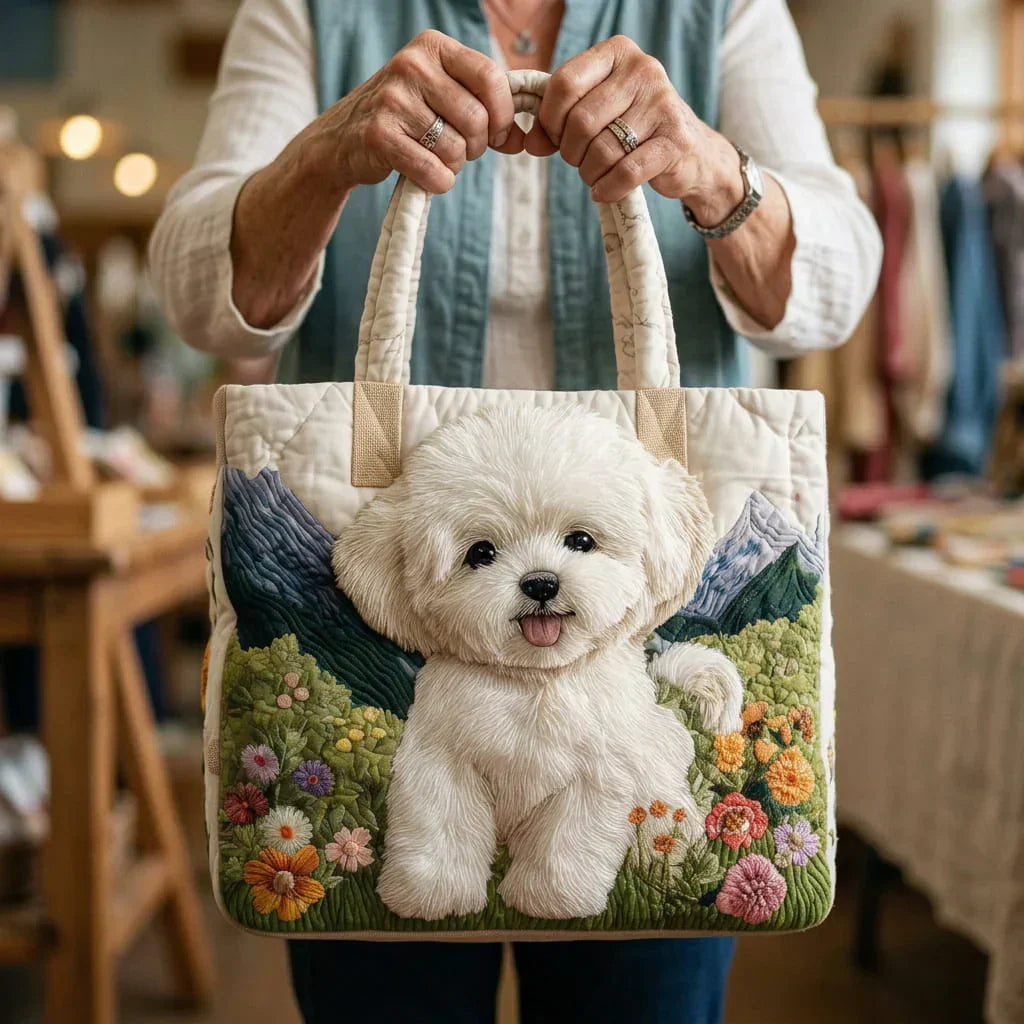 Artisanal Quilted Tote - Enchanting Dog