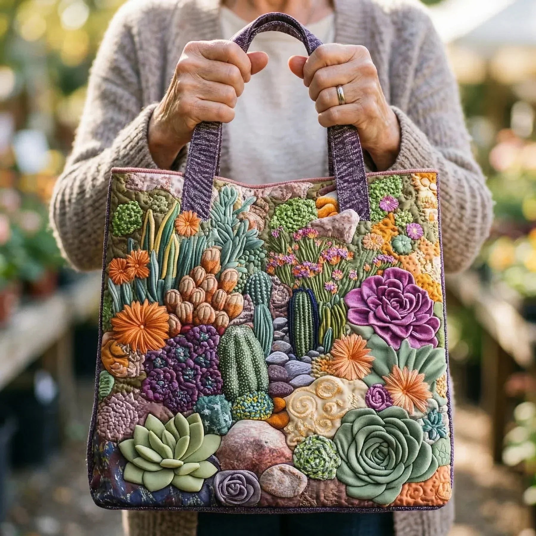 Artisanal Tote - Succulent Garden