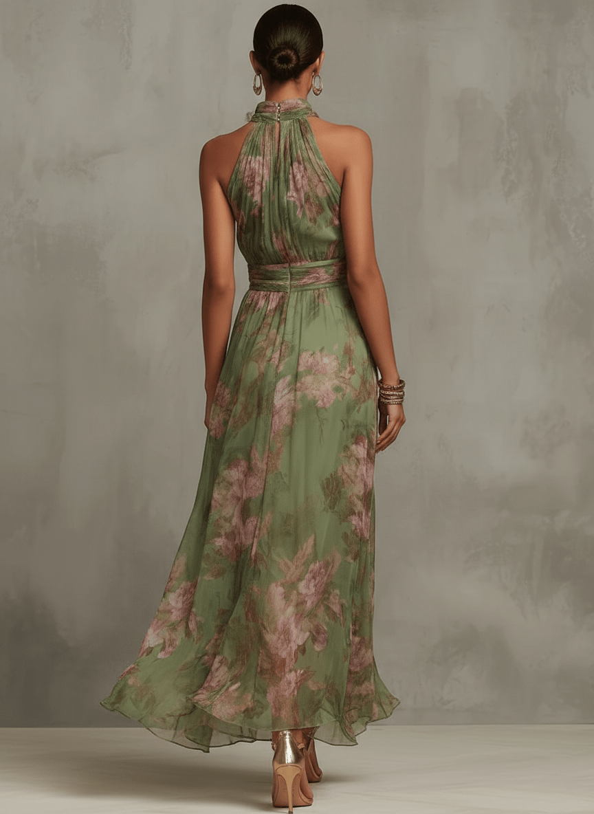 Adele | Floral Halter Maxi Dress – Wells & Rose