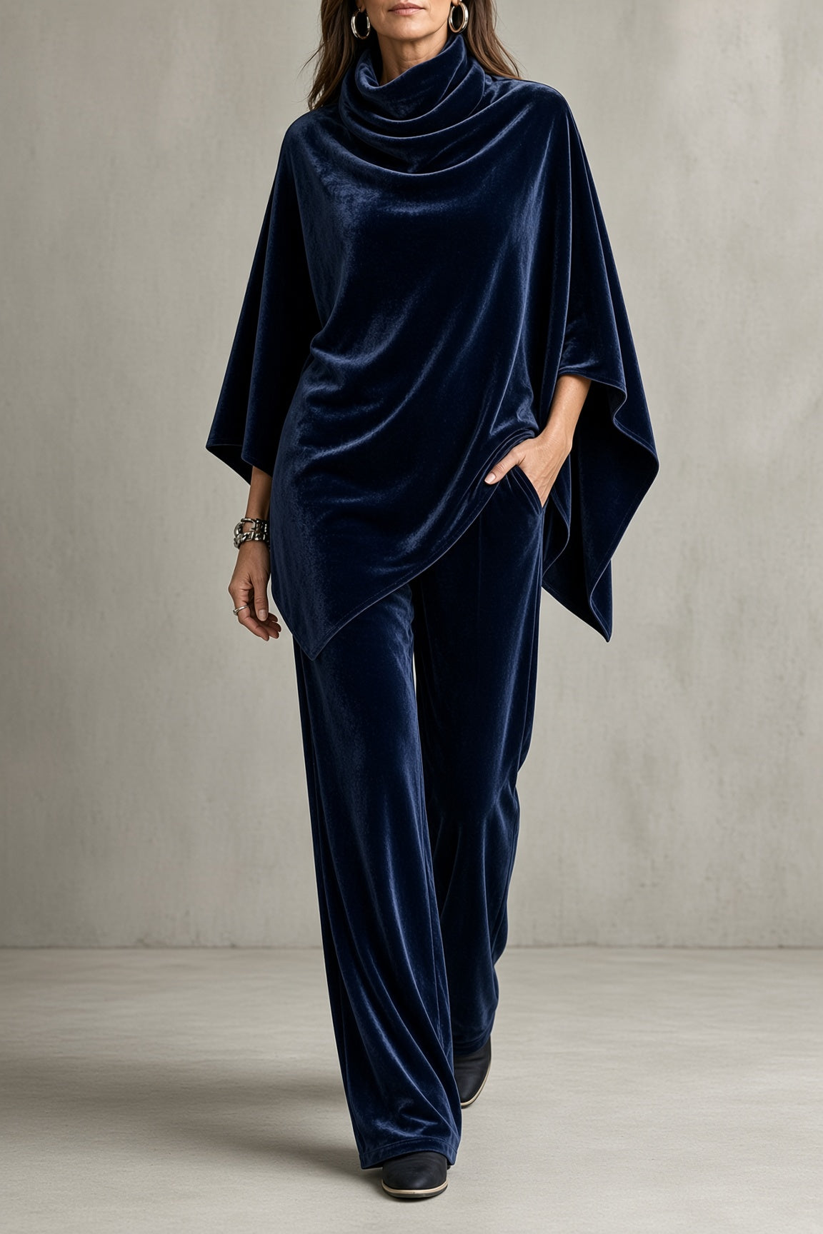 MONELLA | Draped Poncho and Pants Set
