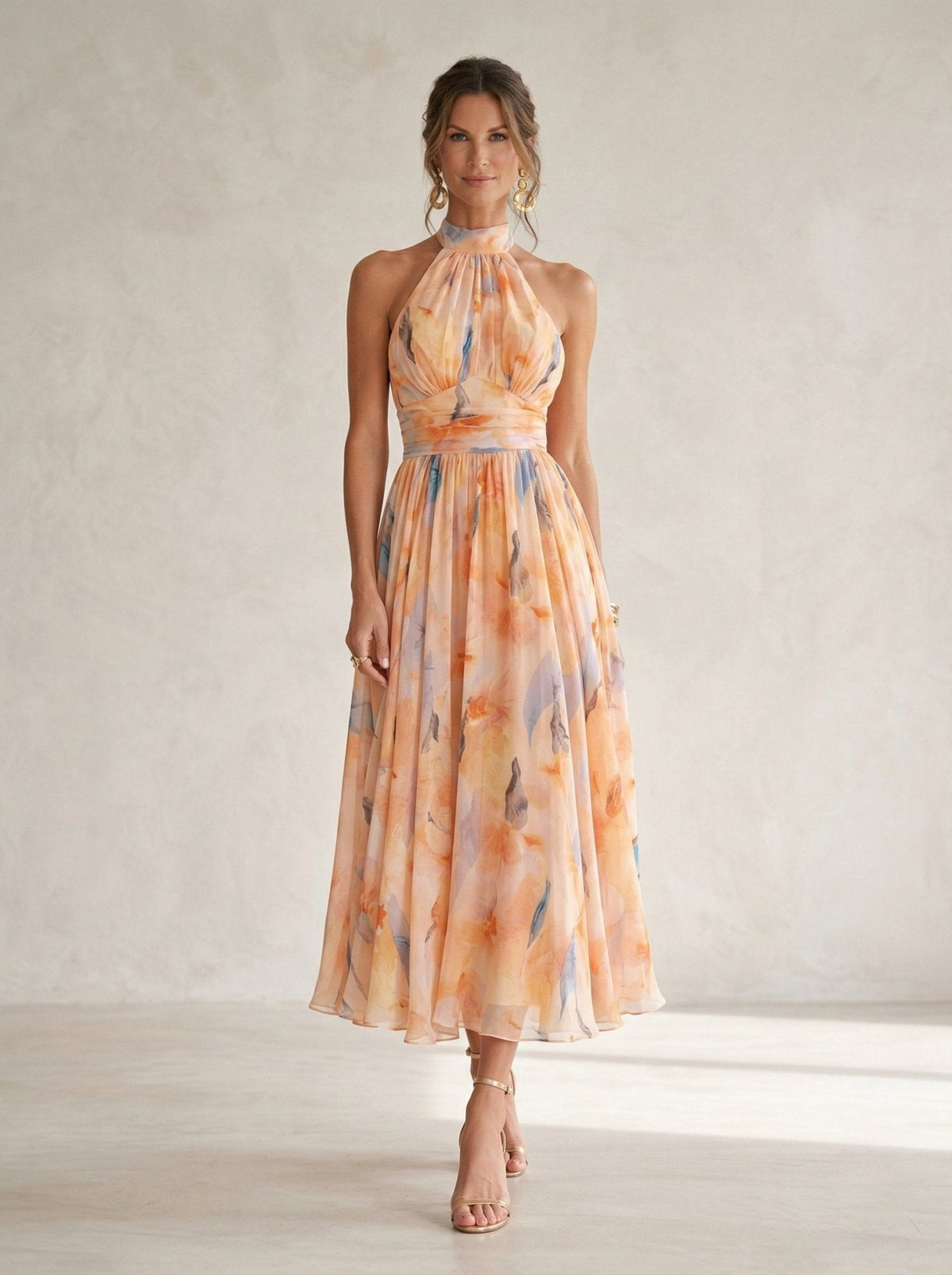 Carmen™ | Halter Dress with Watercolor Print