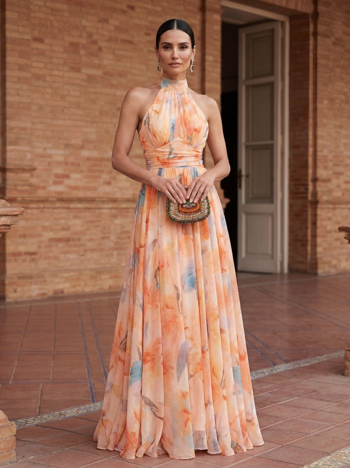 Carmen™ | Halter Dress with Watercolor Print