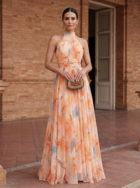 Carmen™ | Halter Dress with Watercolor Print