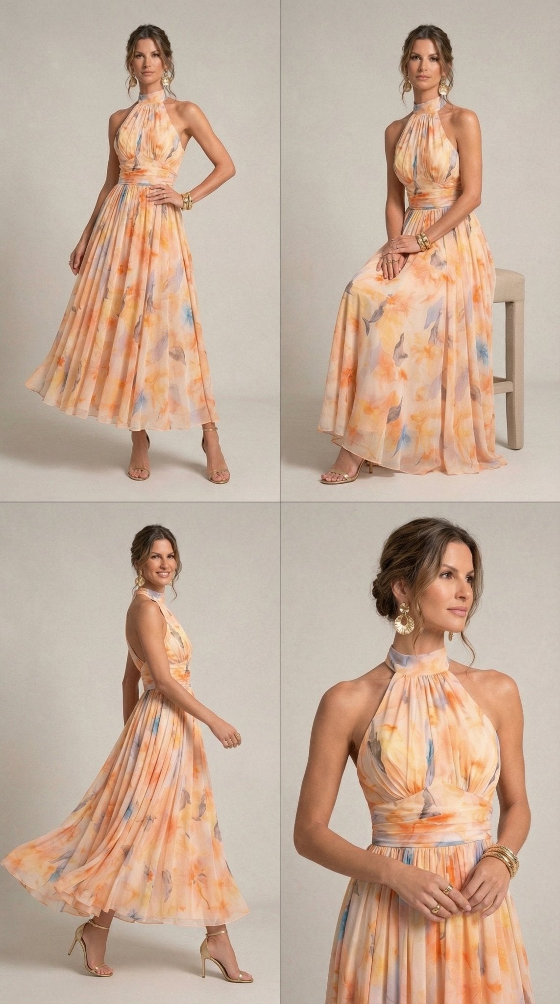 Carmen™ | Halter Dress with Watercolor Print