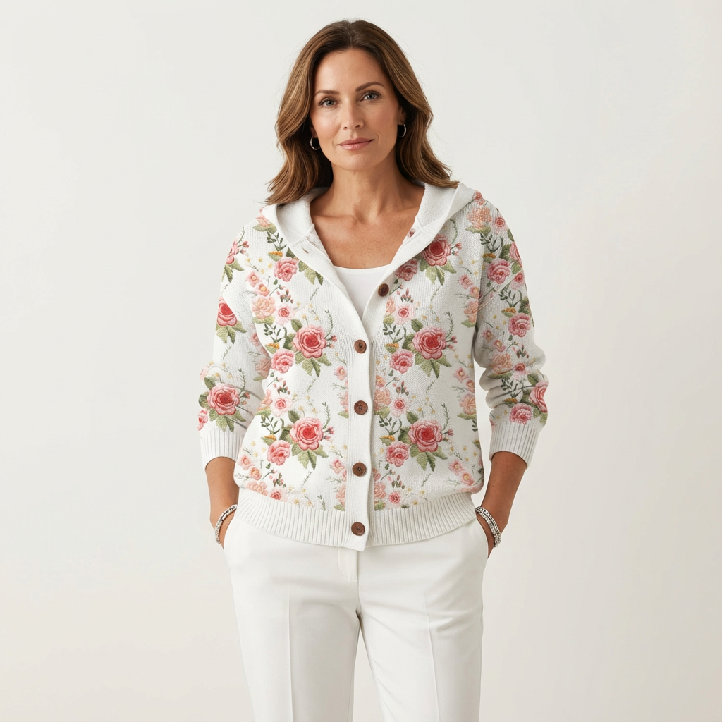Naliane | Abstract Print Button-Front Cardigan