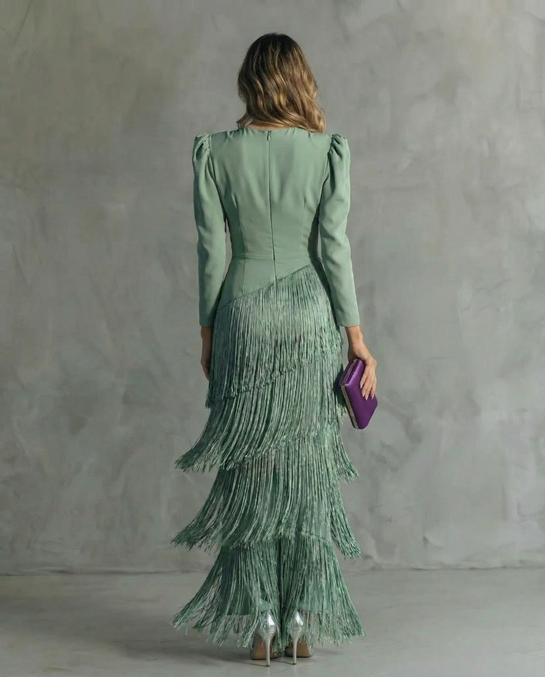 Chiara | Elegant Dress with Fringe Sleeves
