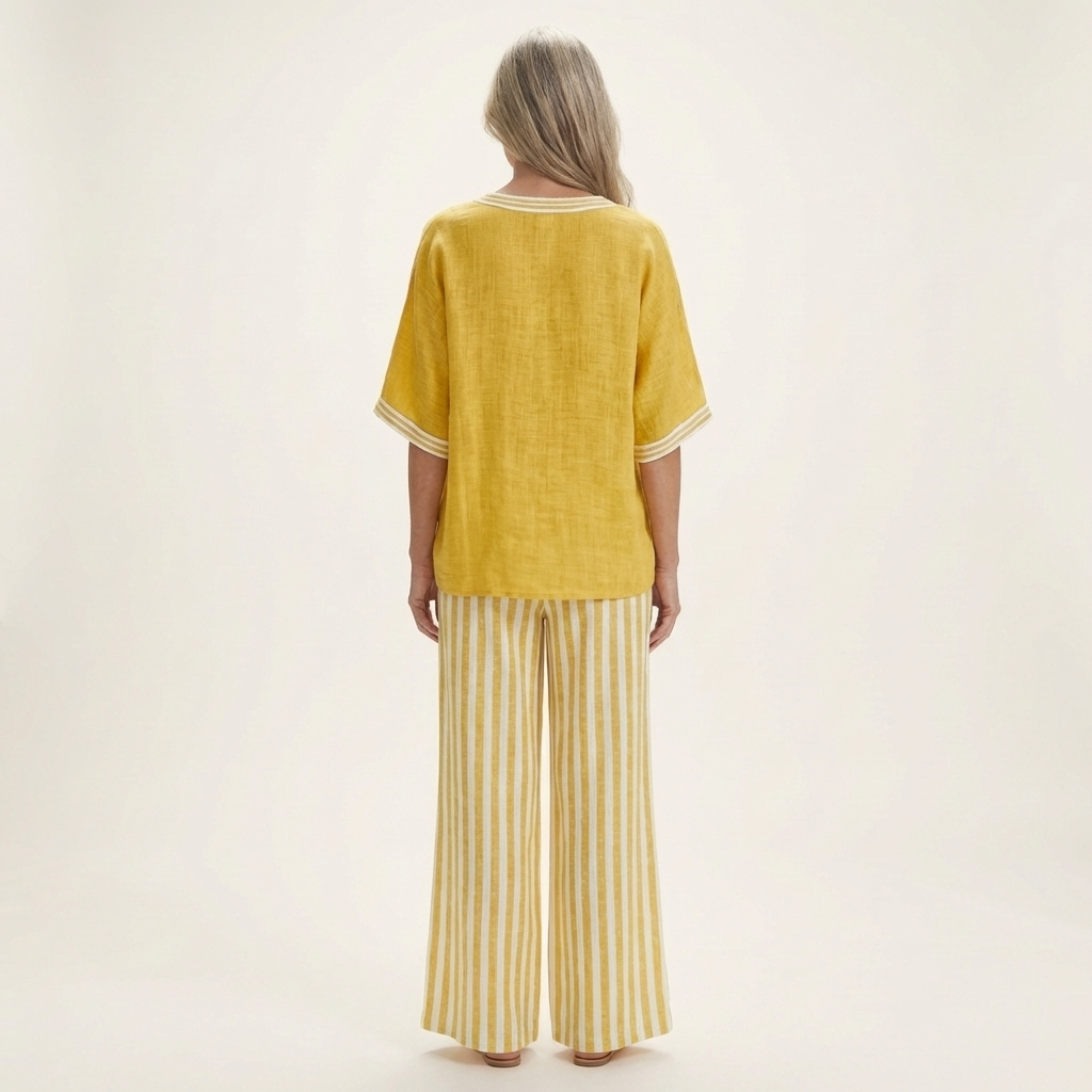 GISELLE | V-NECK VARSITY TOP & STRIPE WIDE-LEG SET
