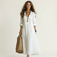 ODALYS | MAXI DRESS WITH TONAL FLORAL EMBROIDERY