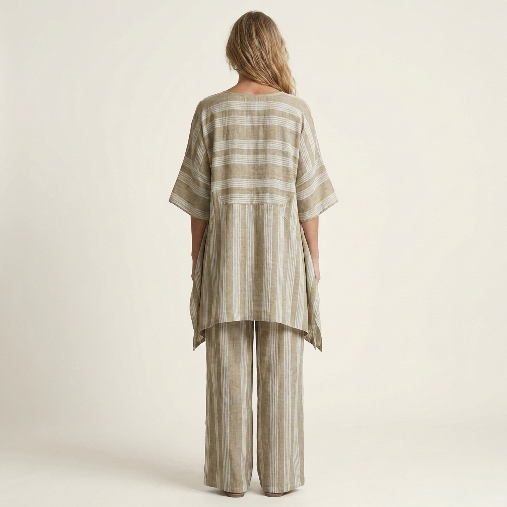 SASHA | TWO-PIECE STRIPED COTTON-LINEN SET