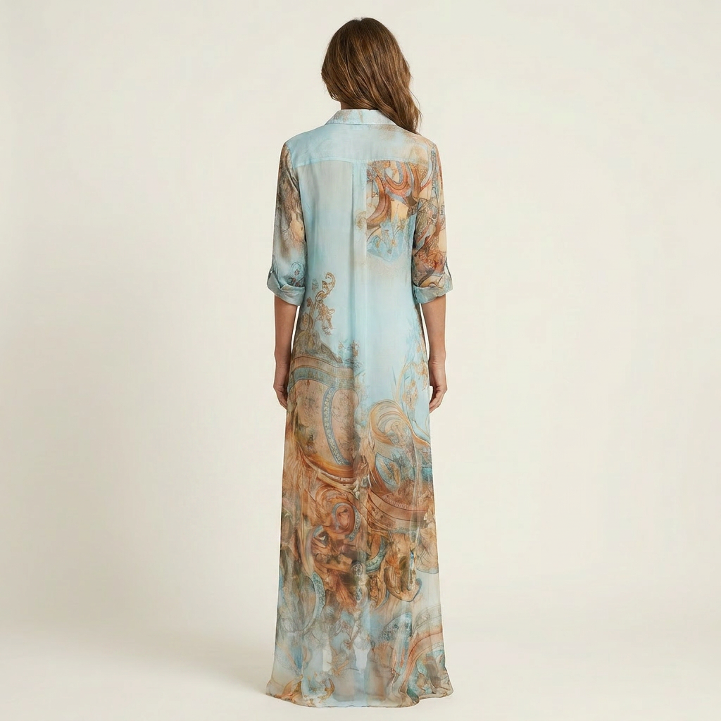 AliceLeon™ | Maxi Shirt Dress in Silk
