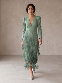 Chiara | Elegant Dress with Fringe Sleeves