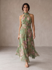 Livia | Elegant Floral Maxi Halter Dress