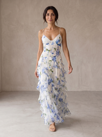 Uri | Midi Floral Dress with Ruffles