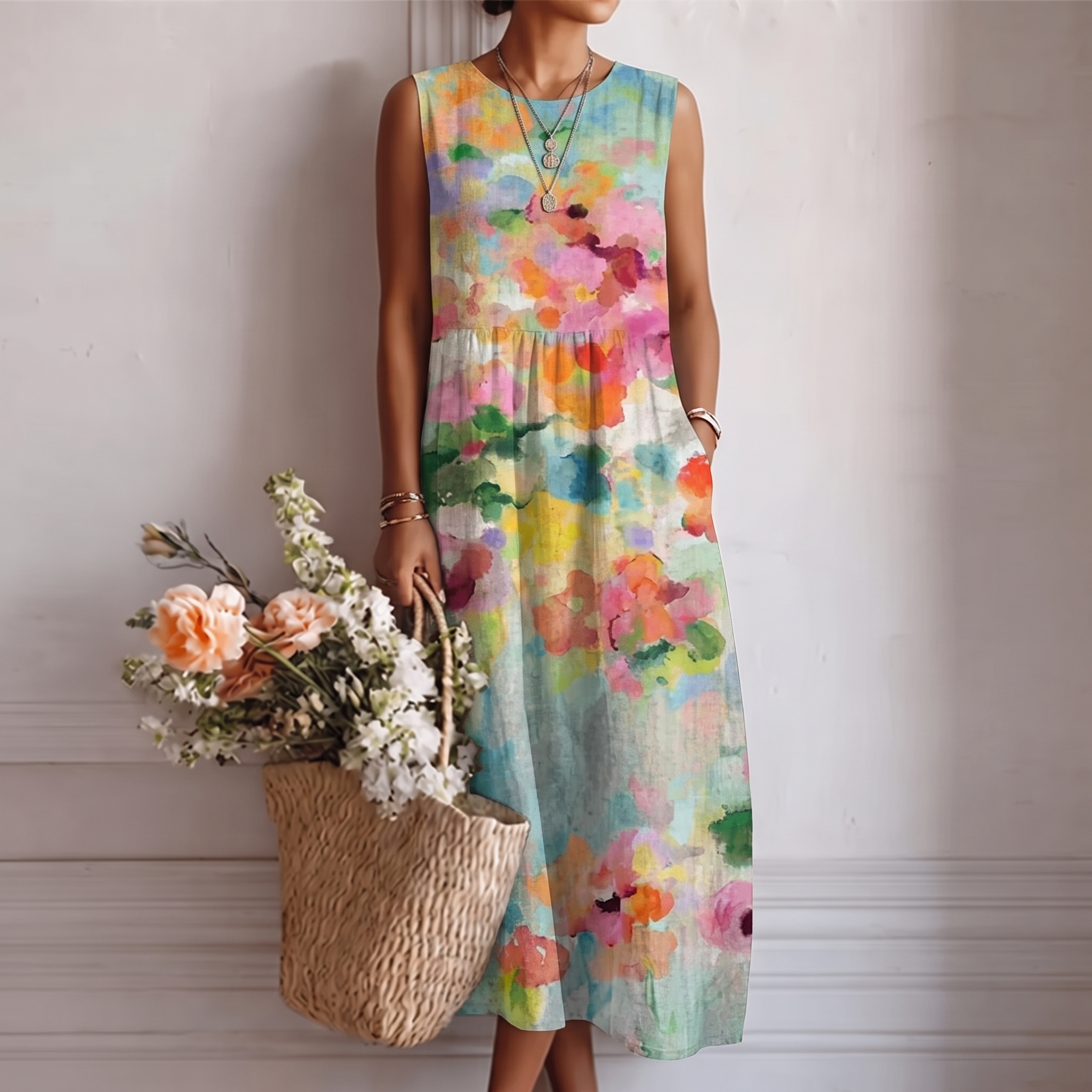 Carla™ | Elegant Multicolor Midi Dress