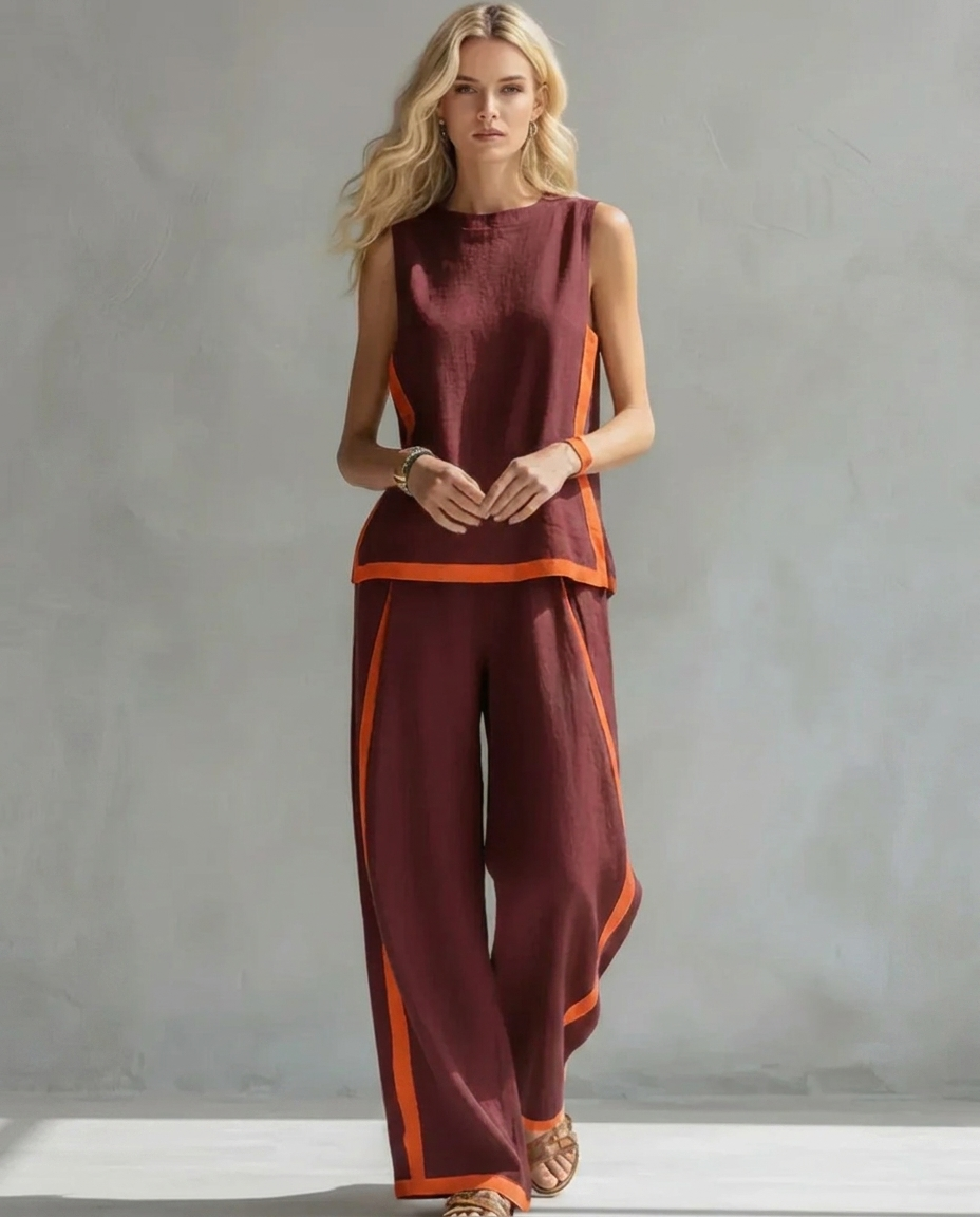 Ursula - Elegant and Casual Set of Vest and Pants with Two-Tone Finishes