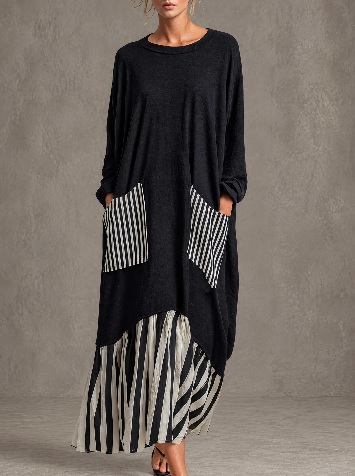 ALBA | Black Patchwork Maxi Dress