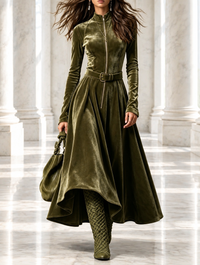 VEGA | Olive Velvet Maxi Dress