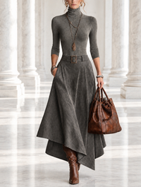 CARMEN | Gray Suede-Look Skirt Set