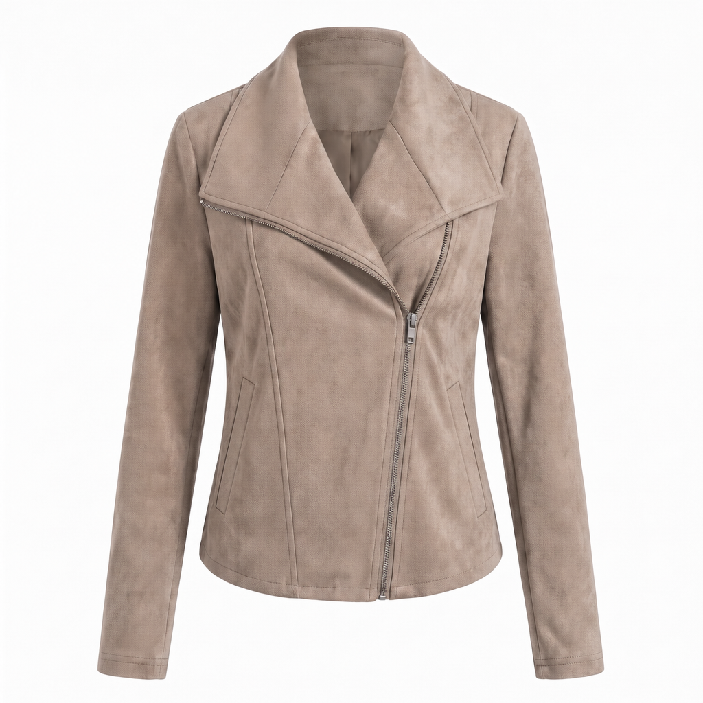 CORINNA | Suede-Look Moto Jacket – Wells & Rose