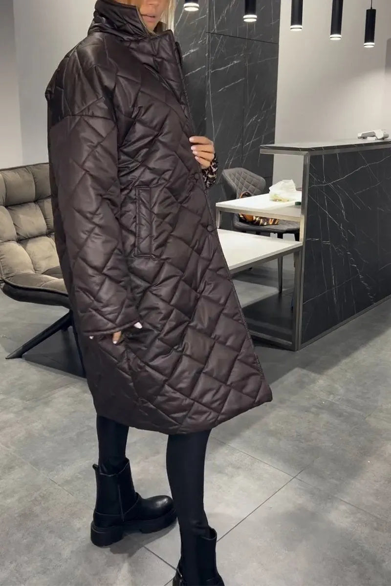 Liv™ – Quilted, reversible mid-length coat with leopard lining
