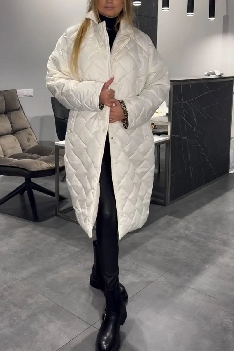 Liv™ – Quilted, reversible mid-length coat with leopard lining