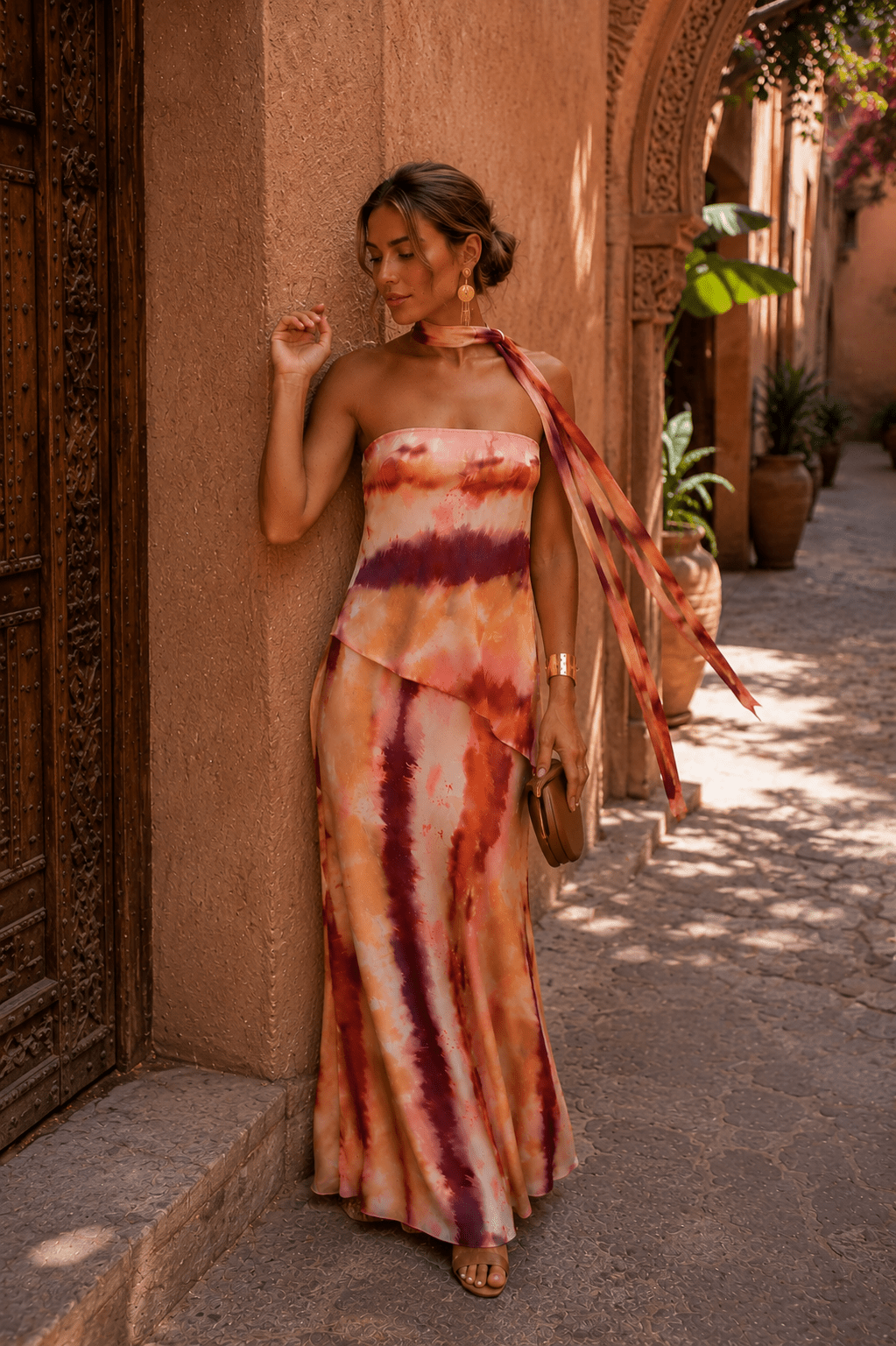 Pilar™ | Long Printed Dress with Strapless Neckline