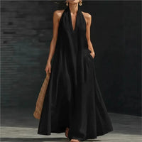 Clara Cotton and Linen Maxi Halter Dress