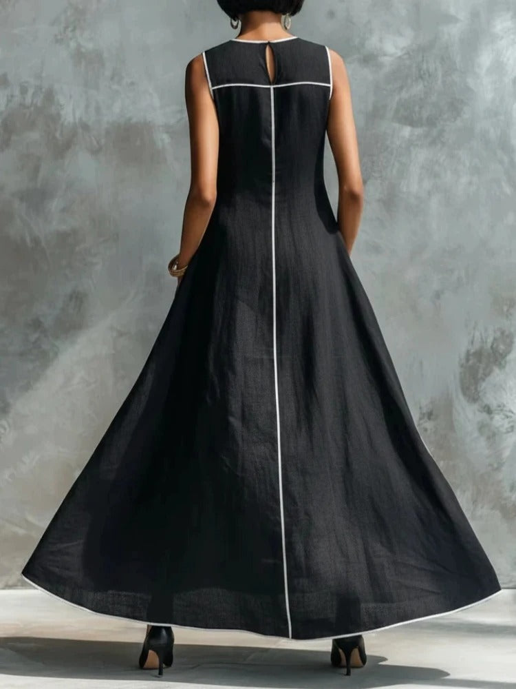 Aaliyah | Sleeveless Maxi Dress with Contrast Trim