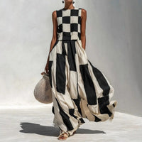 Noa Geometric Maxi Dress in Black and White